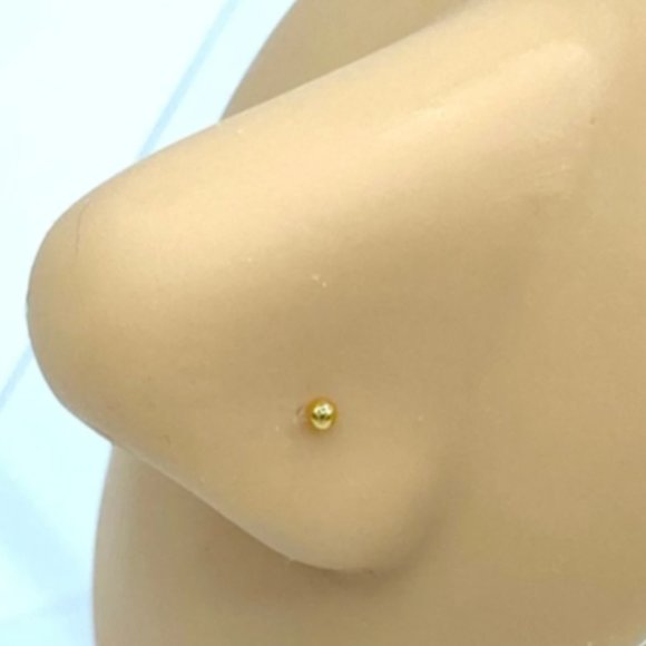 Tiny 2mm Gold Ball Nose Pin Nose Ring Nose Stud Nose Bone Dainty Minimalist - Picture 1 of 3